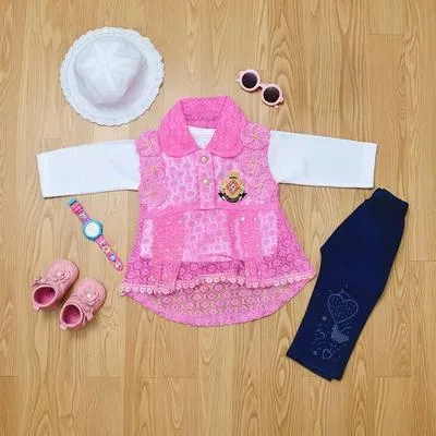 Eid Collectiion 2 Pcs Girl's Cotton Lawn Printed Frock And Trouser Set