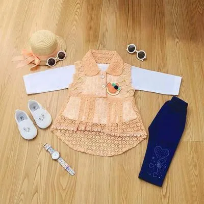 Eid Collectiion 2 Pcs Girl's Cotton Lawn Printed Frock And Trouser Set