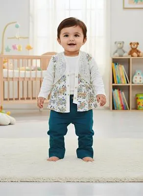 Eid Collection 2 Pcs Girl's Cotton Lawn Printed Shirt And Trouser Set