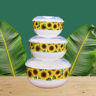 3 Pcs White Plastic Bowl Set - Perfect for Serving & Mixing