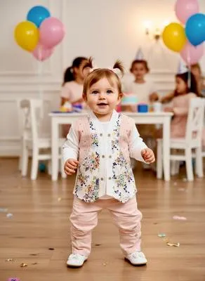 Baby Girl 2 Pcs Printed Shirt And Trouser Set  1 To 12 Month