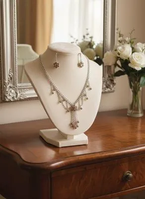 Modern Design Silver Plated Crystal Necklace Set