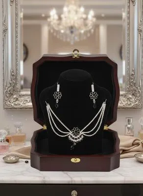 Modern Design Silver Plated Crystal Necklace Set