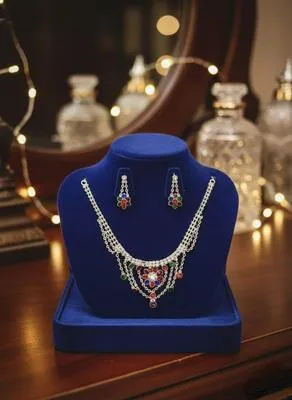 Modern Design Silver Plated Crystal Necklace Set