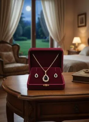 Fancy Gold Plated Crystal Pendant Set