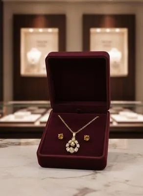 Modern Design Gold Plated Crystal Pendant Set