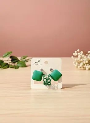 Green Crystal Earrings Set for Women
