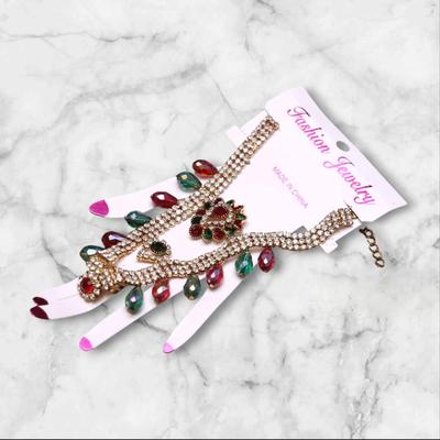 1 Pc Gold Plated Artificial Stones Chain Bracelet