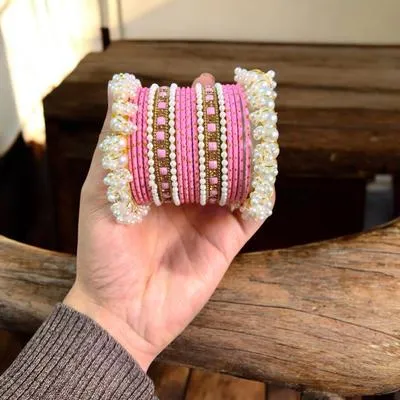 18 Pcs Metal Modern Design Gold Plated Crystal Kara Bangle Set