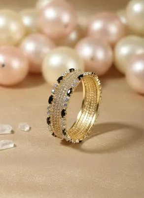 6 Pcs Modern Design Gold Plated Crystal Kara Bangle