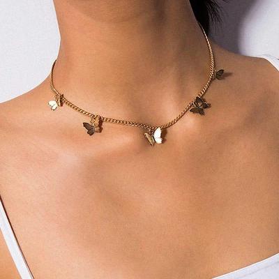 Gold-Plated Butterfly Design Choker Pendant- 1 Pc