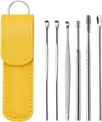 Stainless Steel Ear Cleaning Tool Kit 6 Pcs Yellow