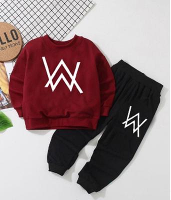 2 Pcs Girl's Polyester Printed Sweatshirt Tracksuit