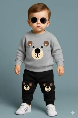 2 Pcs Girl's Fleece Printed Sweatshirt Tracksuit