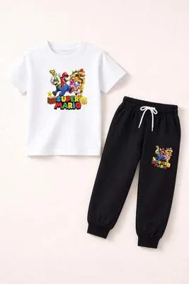 2 Pcs Boy's Polyester Printed Tracksuit