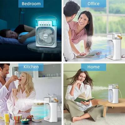 Portable Air Conditioner Fan Usb Electric Fan With Led Night Light, Fine Mist Water