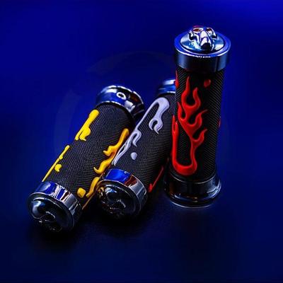 Universal Motorcycle Handlebar Grips 7/8? – Skull Head Flame Rubber