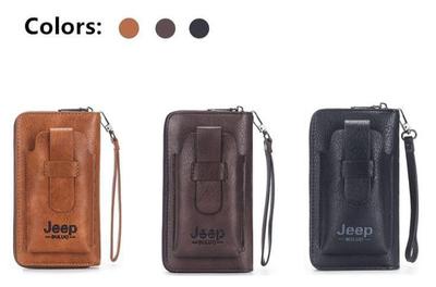 Unisex Leather Wallet - 1 Pc Slim Profile with Zipper Closure