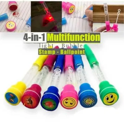 4 In 1 Multifunction Bubble Stamp Ball Pen For Kids, 1 Pc