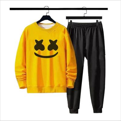 Men's Fleece Printed Sweatshirt Track Suit - 2 Pcs