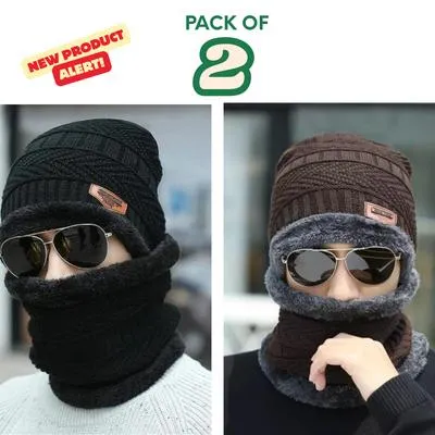 Pack of 2 Beanie and Neck Warmer Winter Season For Men ans Womens