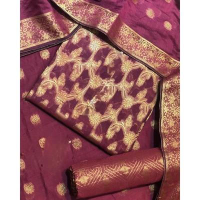 3 Pcs Women's Unstitched Cotton Jacquard Printed Suit