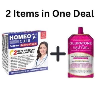2 in 1 Skincare Bundle: Homeocure Beauty Cream & Glupatone Skin Whitening Emulsion