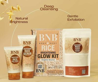 3 in 1 Brightening Rice Skincare Bundle - 3 Pcs Face Wash, Scrub & Power Mask