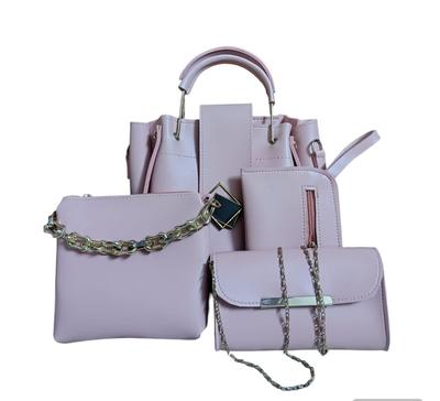4 Pcs Women's PU Leather Plain Hand Bag Set