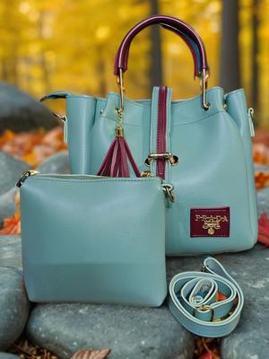 Women's PU Leather Plain Hand Bag Set 