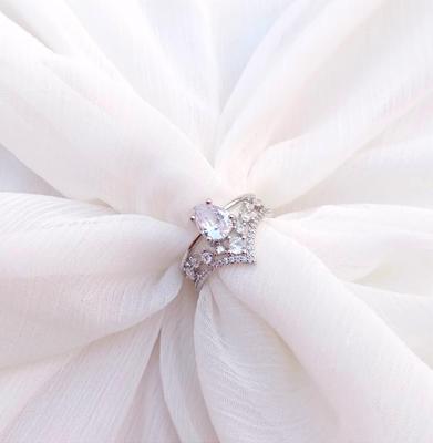 Elegant Silver Plated Crystal Adjustable Ring