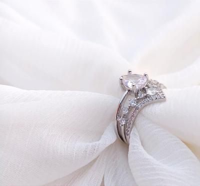 Elegant Silver Plated Crystal Adjustable Ring thumbnail 2
