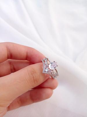 Elegant Silver Plated Crystal Adjustable Ring thumbnail 3