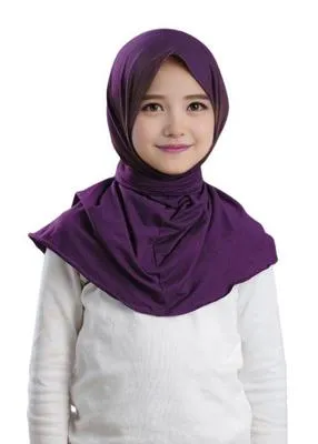 Snap Hijab Girls-Plain Jersey Cotton - Purple