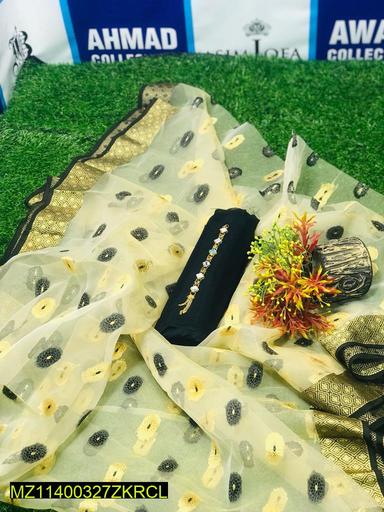 3 Pcs Women's Unstitched Katan Plain Suit