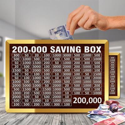  200,000 Rupees Target Saving Box – Wooden Money Challenge Box