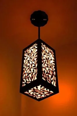 Hanging Ceiling Night Lamp - 1 Pcs, Stylish Brown MDF Design