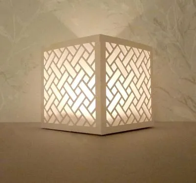 Modern White Geometric Design Tea Light Lamp I Lamp I Lamp For Room I Lamp Light I Lamp Decor I Lamp Light For Side Table I Lamp Lights