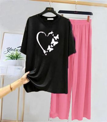 Comfortable Printed Cotton Jersey Night Suit - 2 Pcs Set