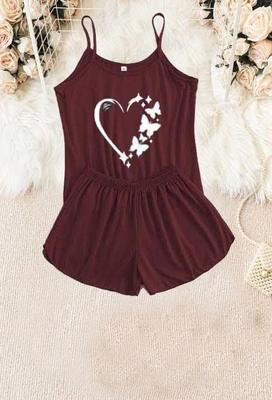 Comfortable Cotton Jersey Camisole Set - Stylish Printed Design (2 Pcs)