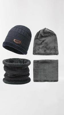 1 Pc Wool Plain Beanie And Neck Warmer