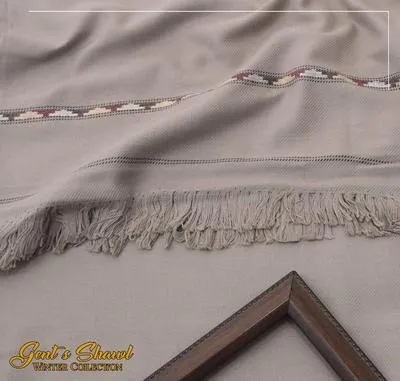 Luxurious 1 Pc Grey Plain Wool Shawl