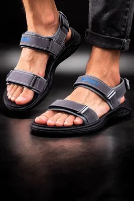 Men's Fabric Fancy Sandals (Grey-ED01) thumbnail 2