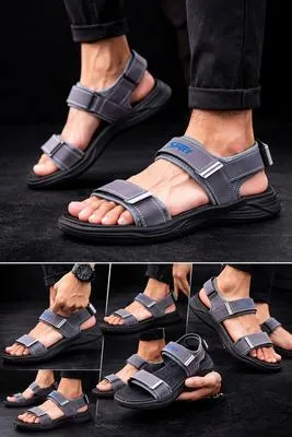 Men's Fabric Fancy Sandals (Grey-ED01) thumbnail 3