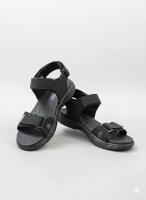 Men's Fabric Fancy Sandals (BLACK ED-001) thumbnail 2
