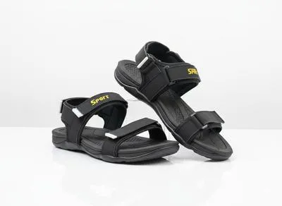 Men's Fabric Fancy Sandals (BLACK ED-003) thumbnail 4