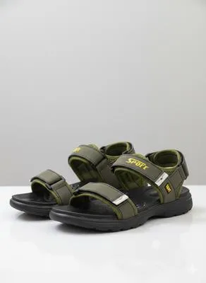 Men's Fabric Fancy Sandals (Green ED-002) thumbnail 3