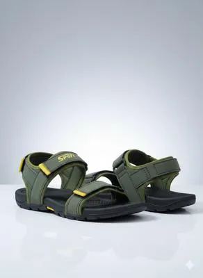 Men's Green Fabric Fancy Sandals Casual Formal All Season