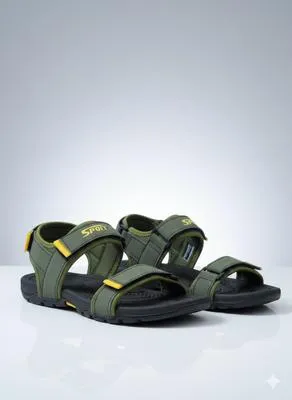 Men's Green Fabric Fancy Sandals Casual Formal All Season thumbnail 2