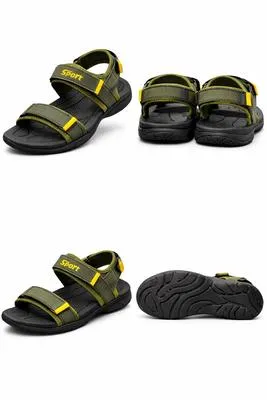 Men's Green Fabric Fancy Sandals Casual Formal All Season thumbnail 4
